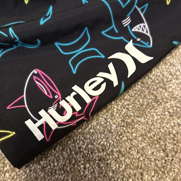 Boys Hurley Swimming Trunks. Drawstring and Velcro back pocket. - Picture 2 of 4